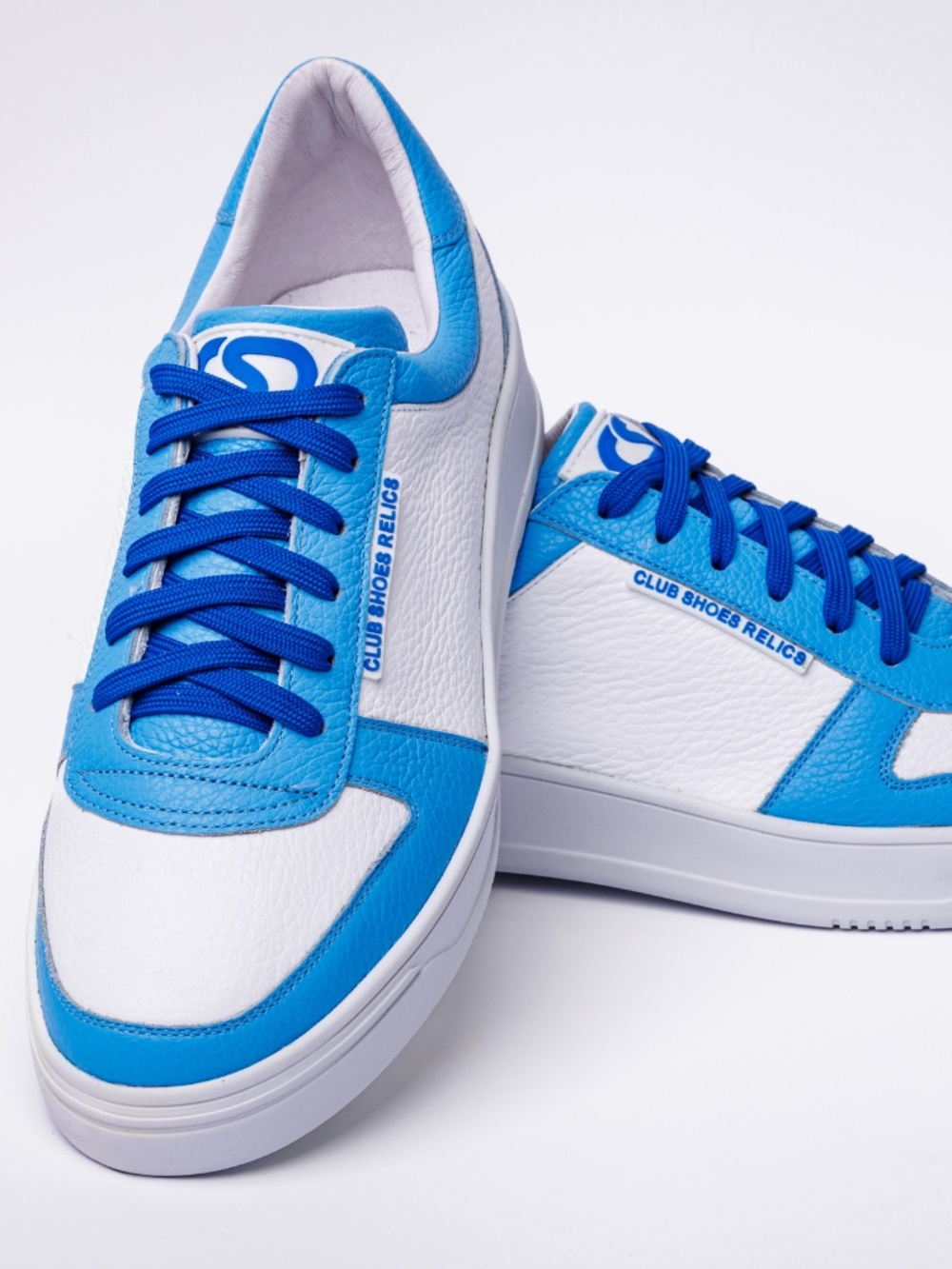 Club Shoes Relics Men Premium Leather Sneaker "Light Blue White Premium"